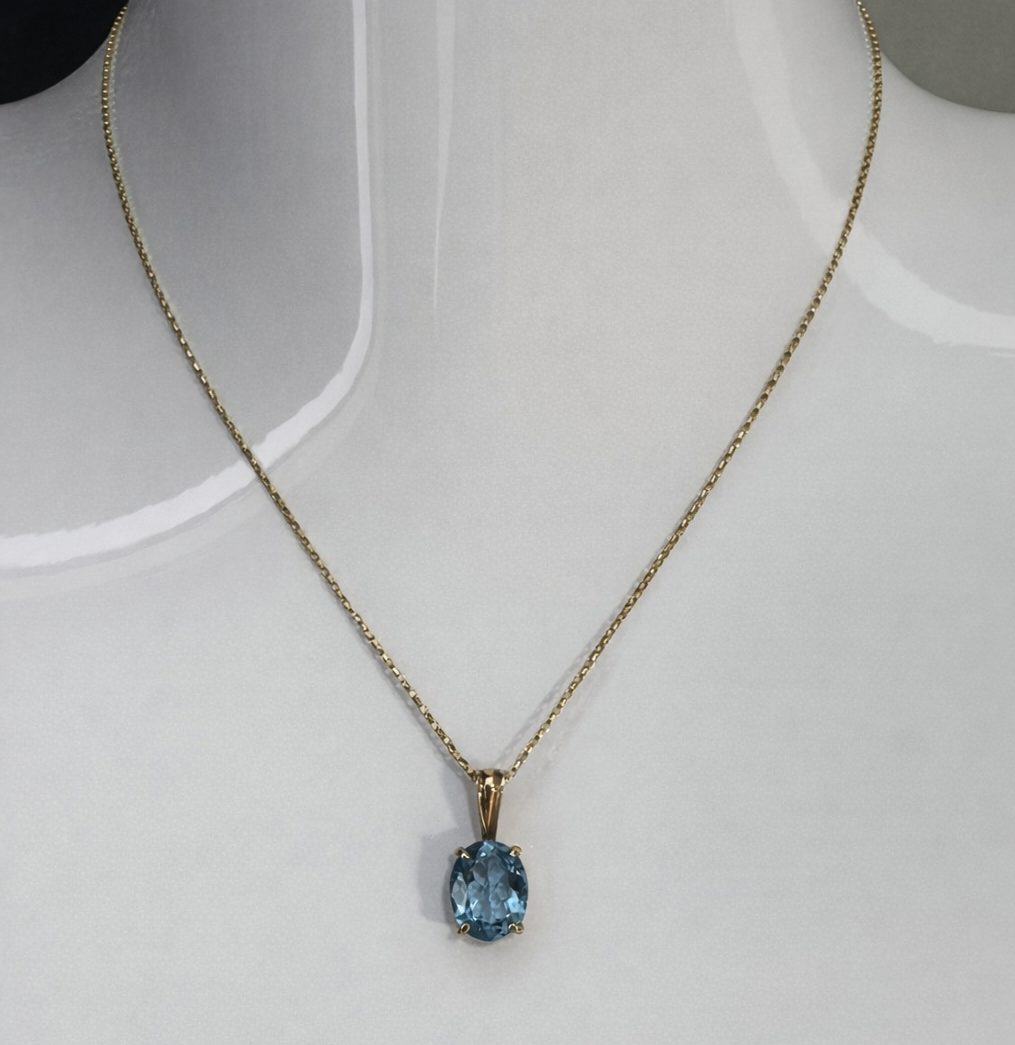 Swiss Blue Topaz Necklace Pendant