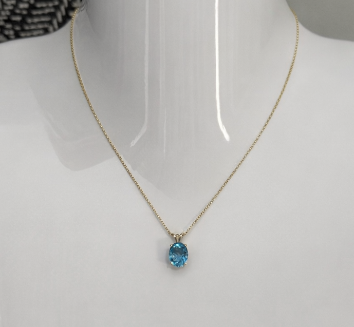 Swiss Blue Topaz Gemstone Pendant