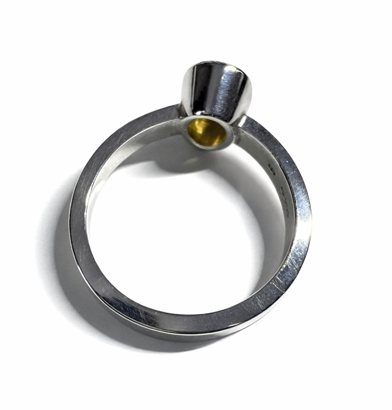 Silver Yellow Sapphire Ring