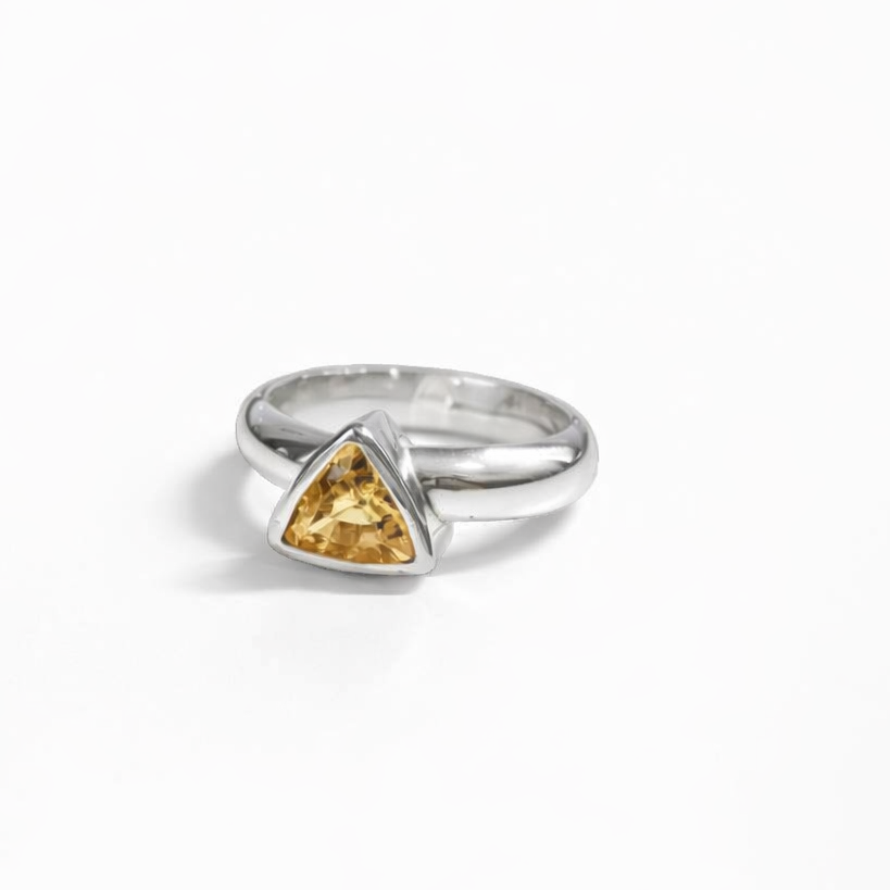 Silver Sapphire Trillion Ring