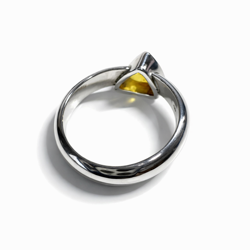 Silver Sapphire Trillion Ring