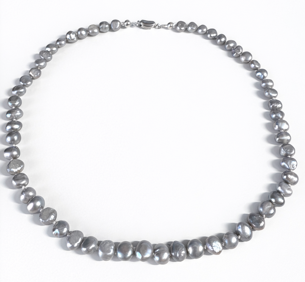 Silver Baroque Pearl Necklace