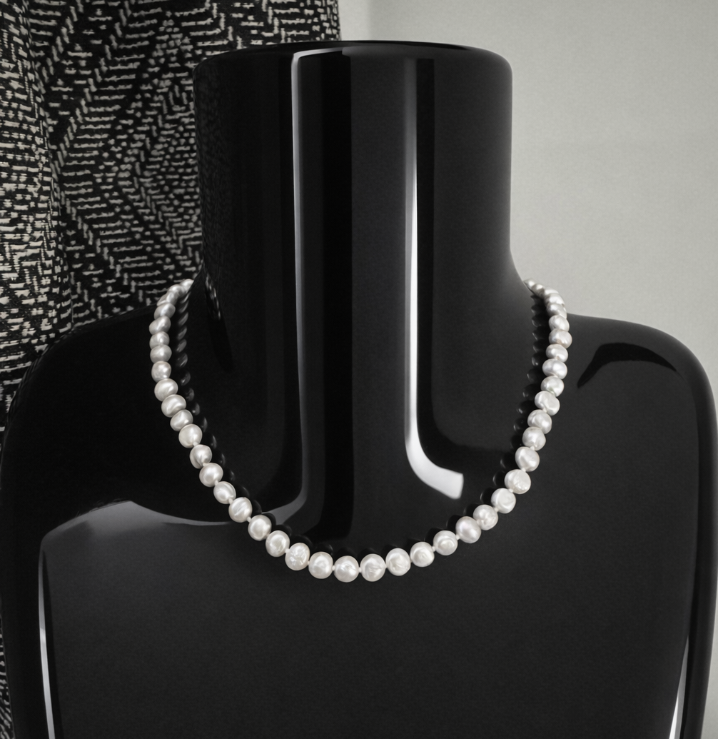 Silver Baroque Pearl Necklace