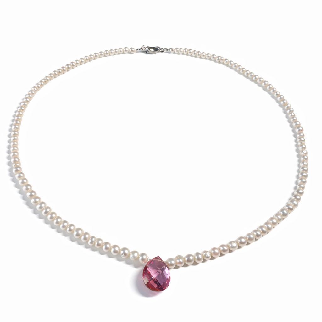 Strawberry Quartz Pearl Necklace