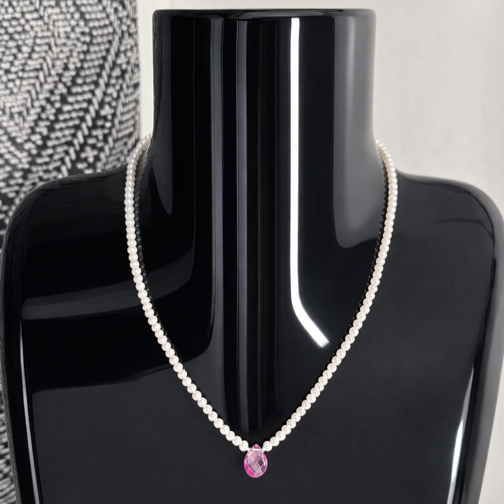 Strawberry Quartz Pearl Necklace